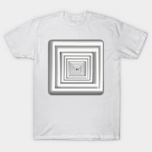 Concentric Square Tunnel, Monochrome, Black and White T-Shirt